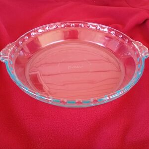 Vintage Pyrex #229 Clear Glass Dish 9.5" Scalloped Fluted Edge Pie Plate